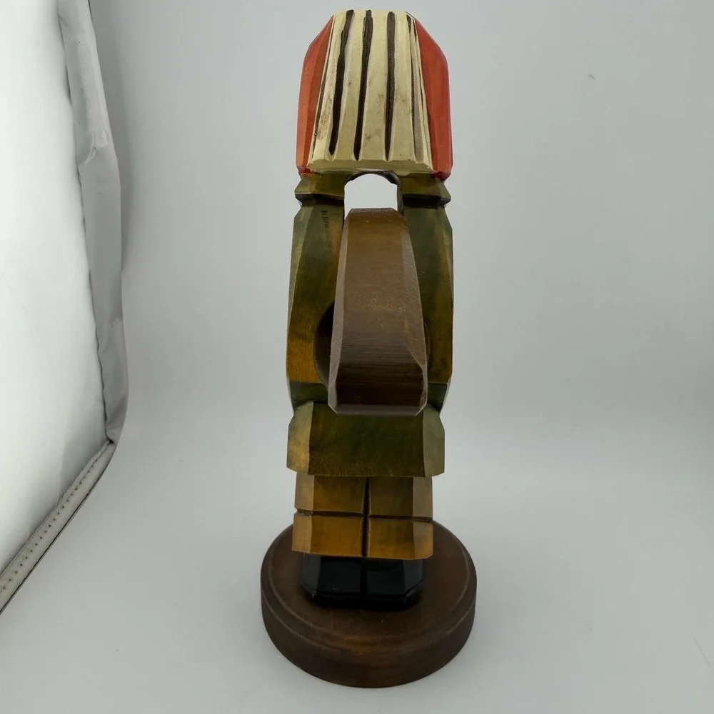 Vintage German Folk Art Wooden Nutcracker Hand Carved Art Lever